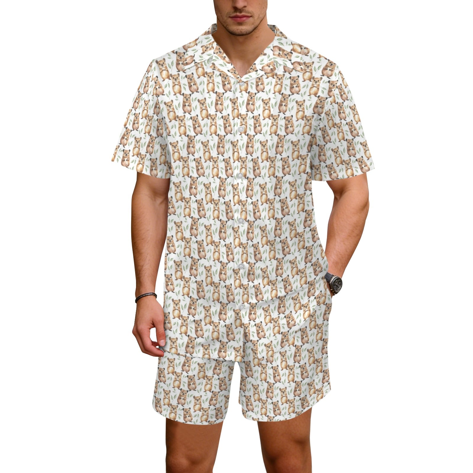 Quokkas Men's Hawaiian Shirt & Shorts Set