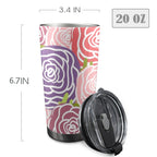 Abstract Roses - 20oz Mobile Tumbler with Lid (Black Lock) 20oz Travel Mug Plants Printed Offshore