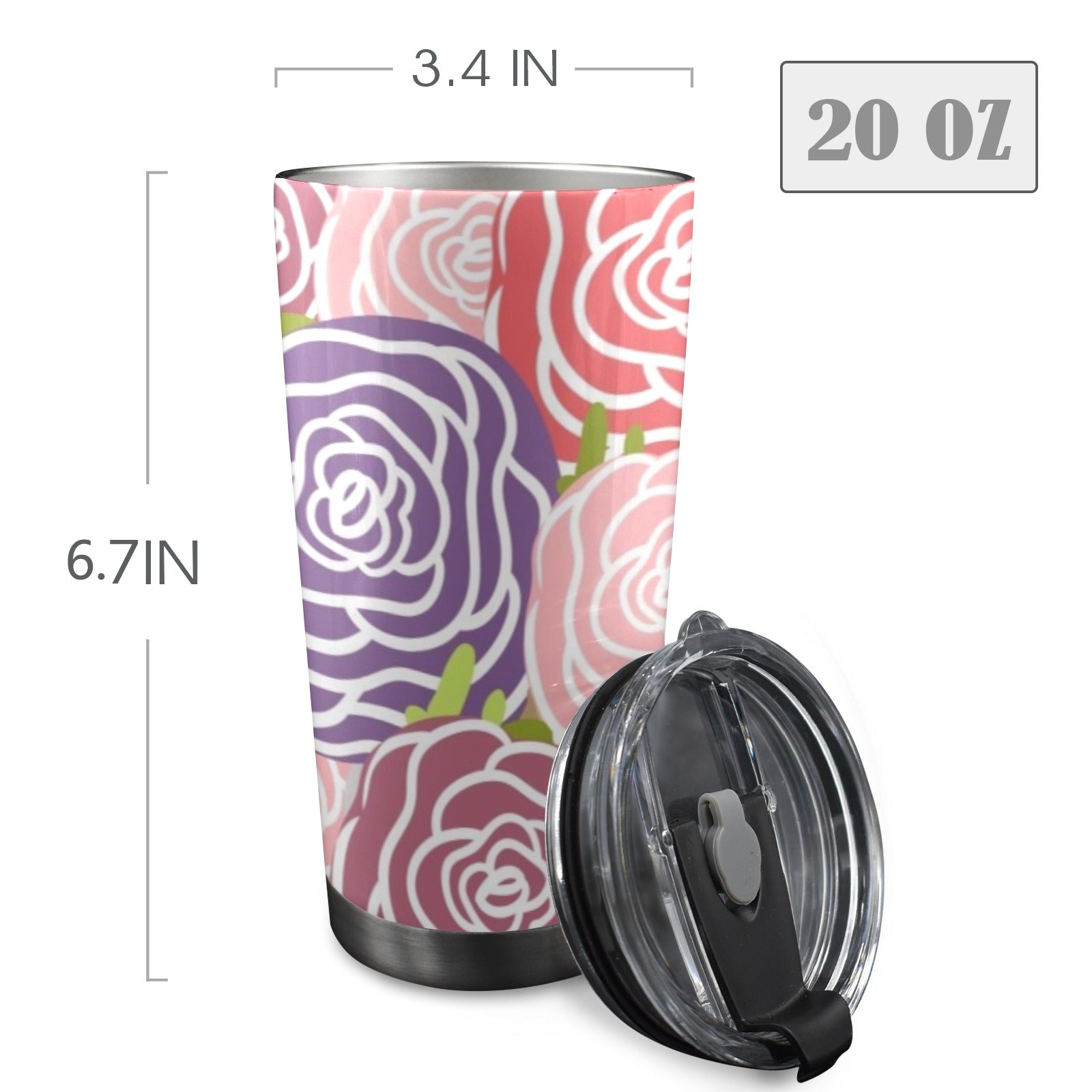 Abstract Roses - 20oz Mobile Tumbler with Lid (Black Lock) 20oz Travel Mug Plants Printed Offshore