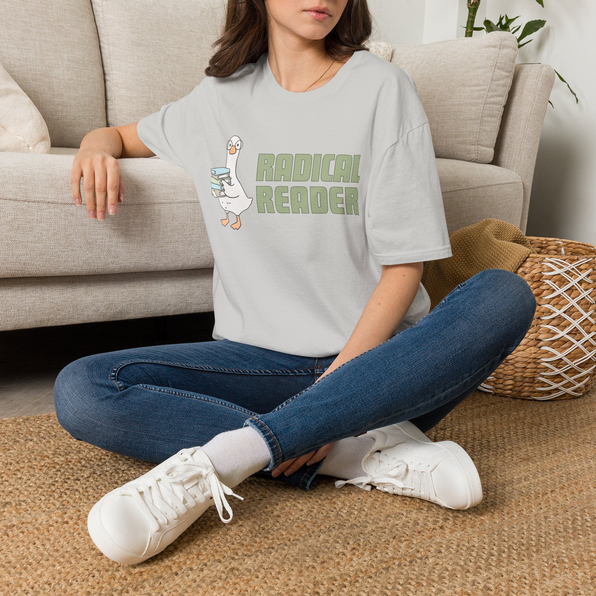 Radical Reader Goose Unisex T-shirt Ice Grey Unisex Adult T-shirt animal Globally Fulfilled Reading