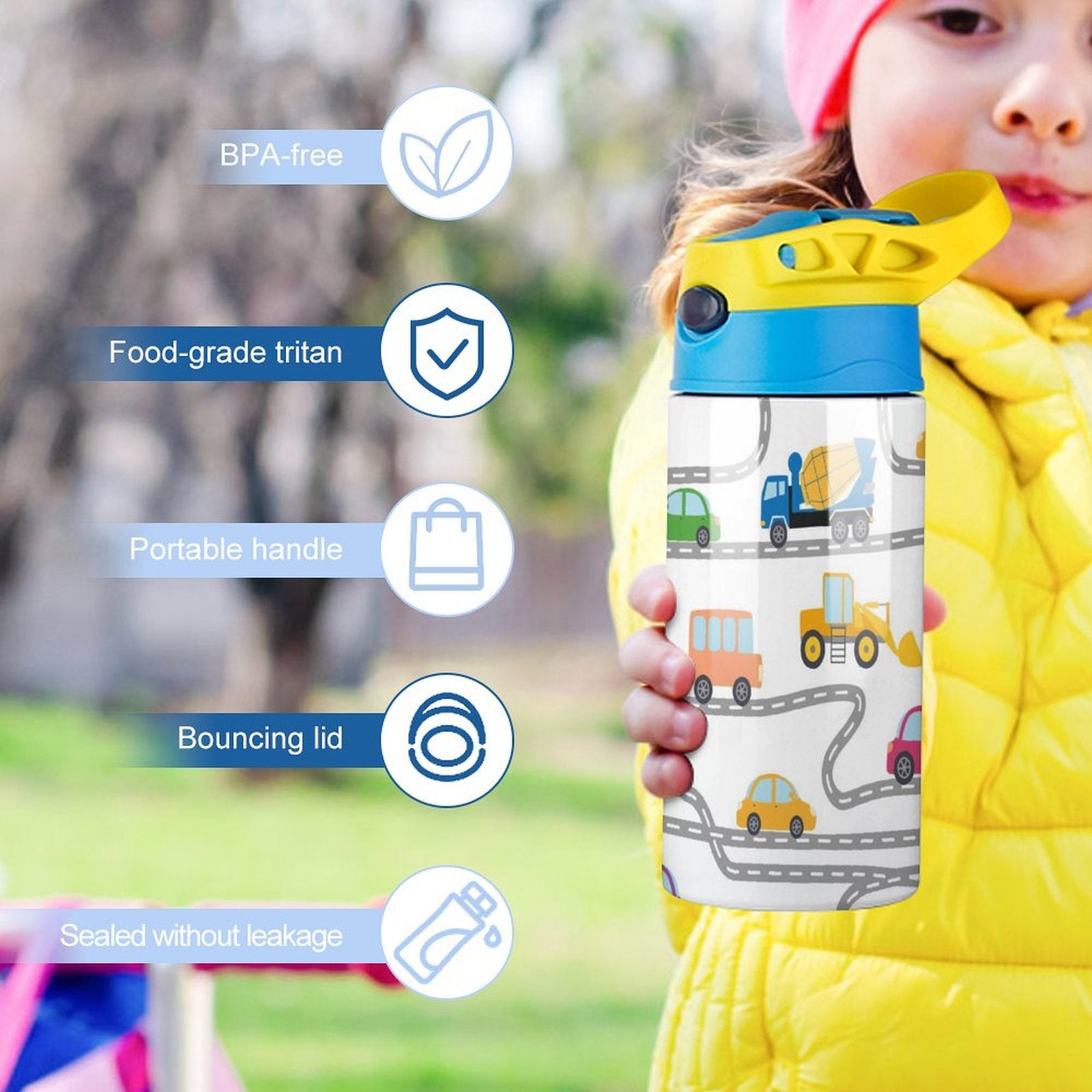 On The Road - Little Kids Water Bottle Little Kids Water Bottle Printed Offshore