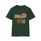 Turning 50 Vintage 1976 Retro Stripes Unisex T-Shirt Forest Green Unisex Adult T-shirt Birthday Globally Fulfilled