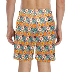 Happy Retro Flowers Men's Mid-Length Beach Shorts Men's Mid-Length Beach Shorts Printed Offshore Retro
