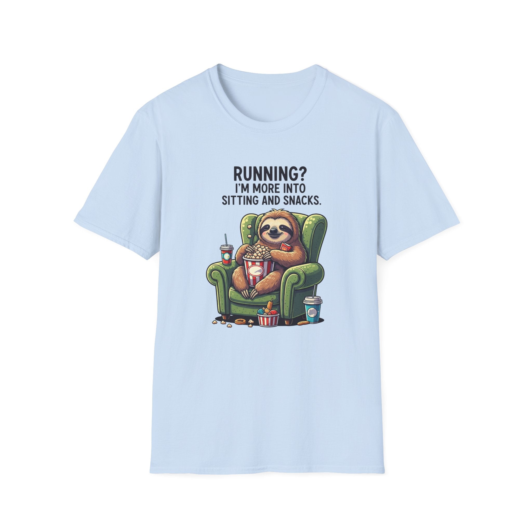 Sloth, Running, I'm More Into Sitting And Snacks - Unisex Softstyle T-Shirt