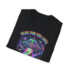 Here For The Cats Alien UFO Unisex T-Shirt Unisex Adult T-shirt animal Globally Fulfilled Sci Fi