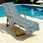 Doughnuts On Blue Beach Chair Towel Cover with Side Pockets
