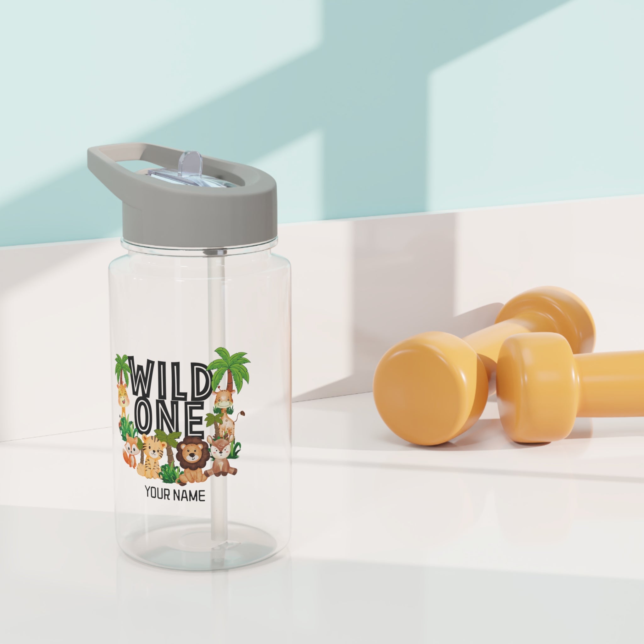 Personalised - Wild One, Jungle Animals - Tritan Water Bottle