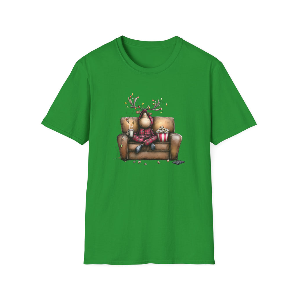 Reindeer, Christmas Movie Watching Shirt - Unisex Softstyle T-Shirt