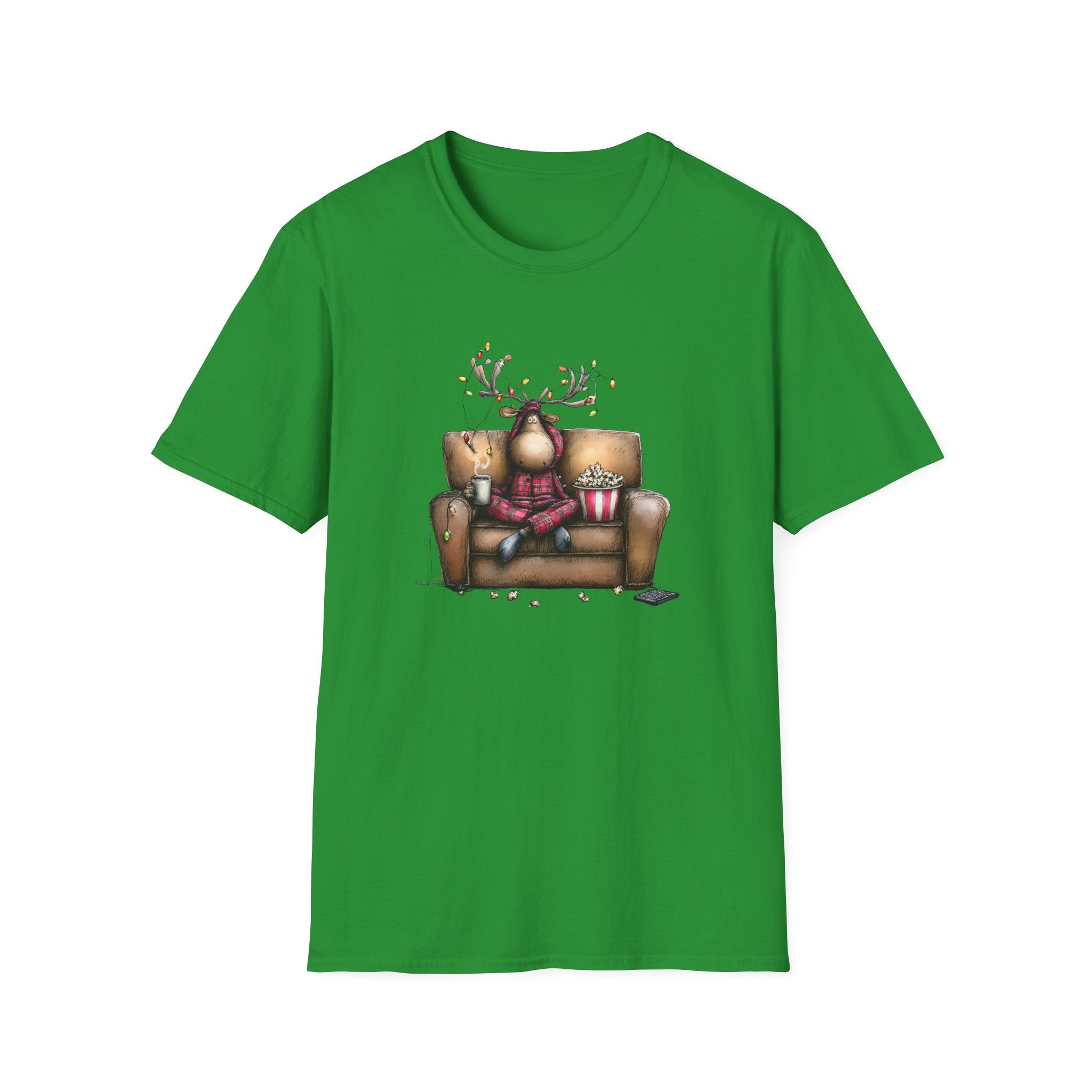 Reindeer, Christmas Movie Watching Shirt - Unisex Softstyle T-Shirt