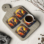 Elephant, Stained Glass Look - Glossy Cork Backed Coasters, Set of 4 Coaster Australian Printer