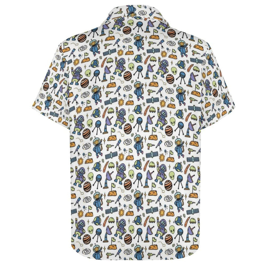All About Space Women's Collared Pocketless Short Sleeve Shirt