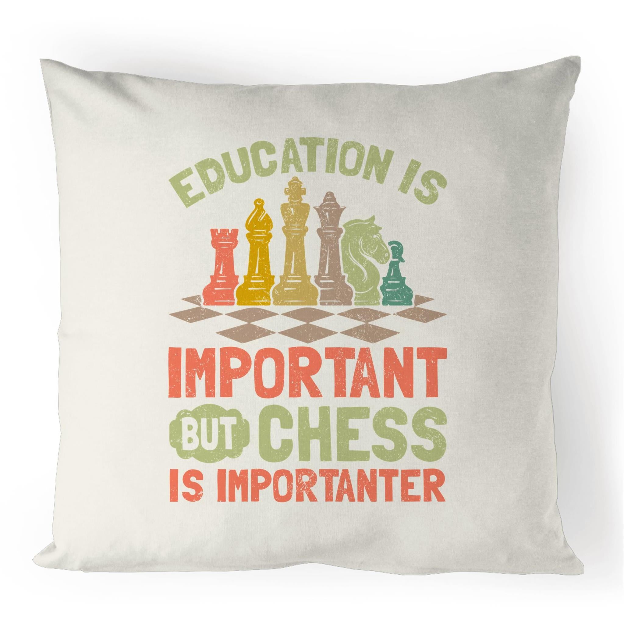 Education And Chess - 100% Linen Cushion Cover Default Title Linen Cushion Covers Chess Games Printed In Australia