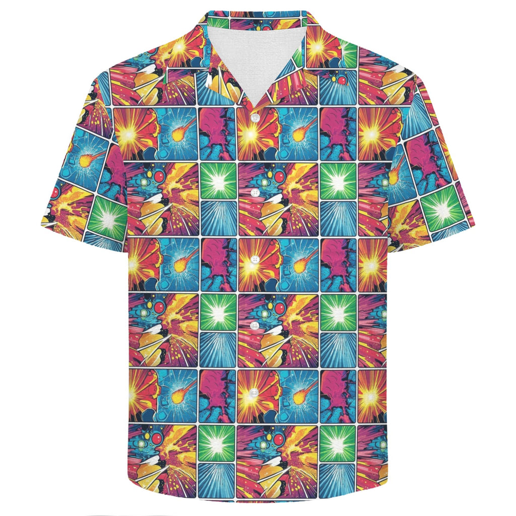 Comic Book Squares Men's Crinkle Hawaiian Shirt