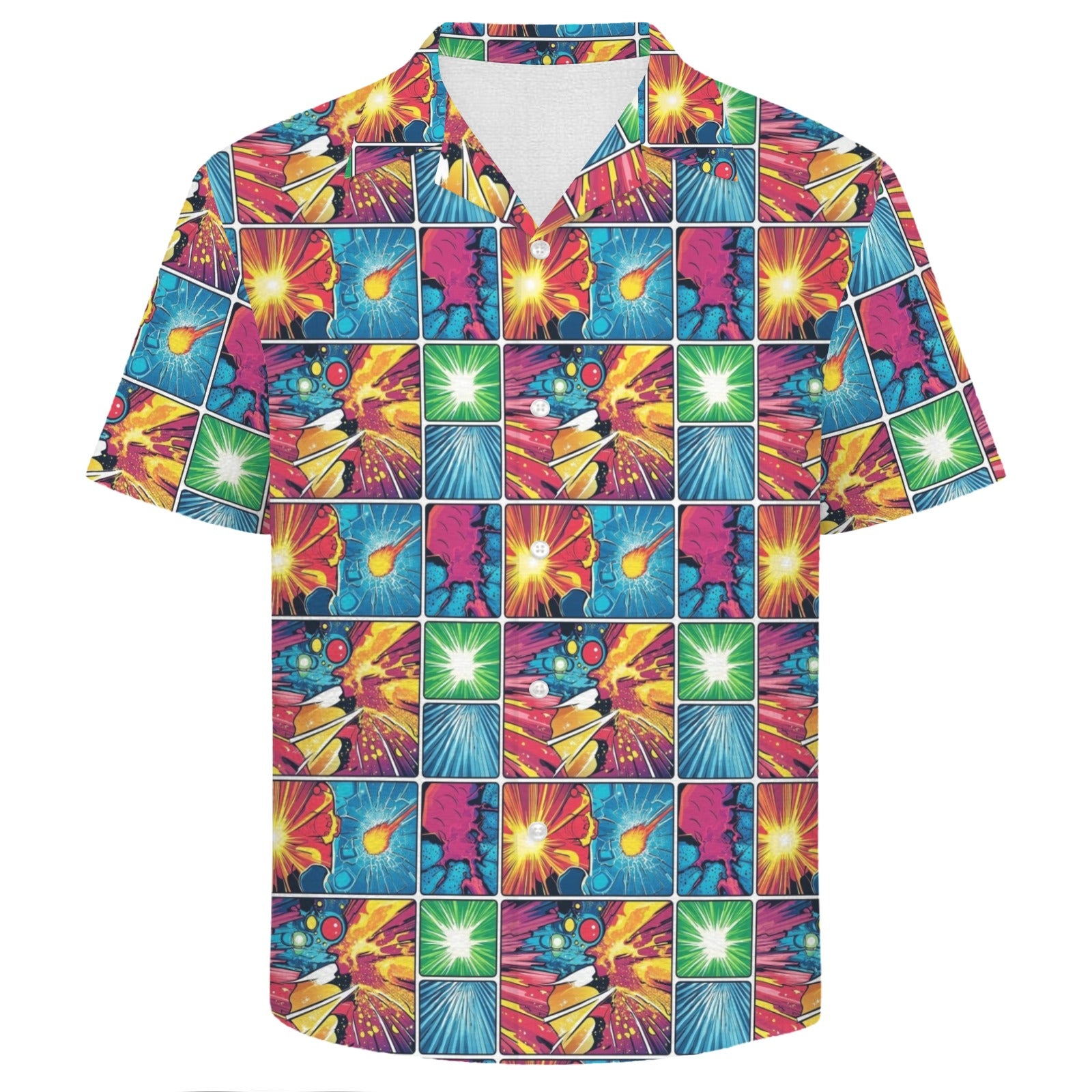 Comic Book Squares Men's Crinkle Hawaiian Shirt