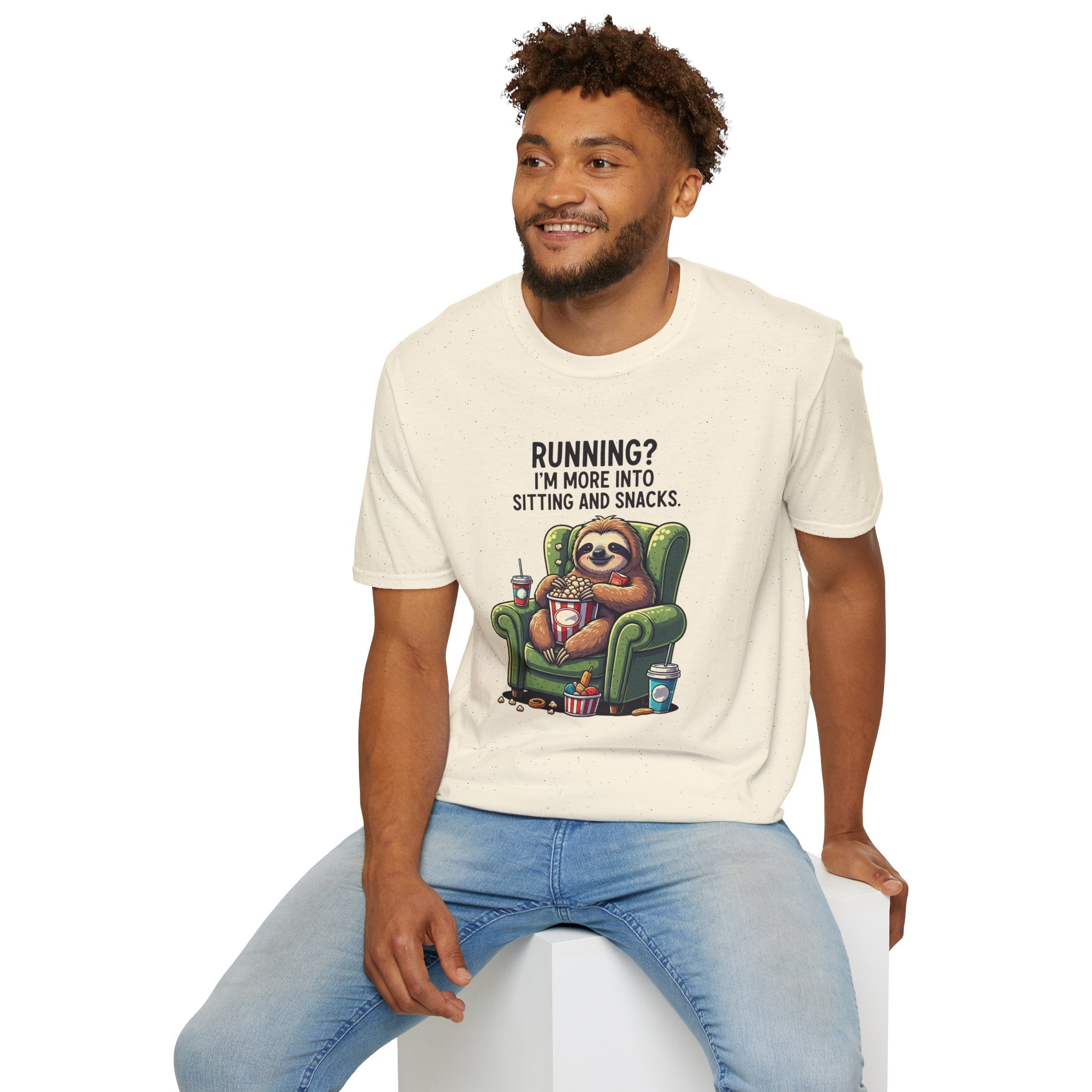 Sloth, Running, I'm More Into Sitting And Snacks - Unisex Softstyle T-Shirt