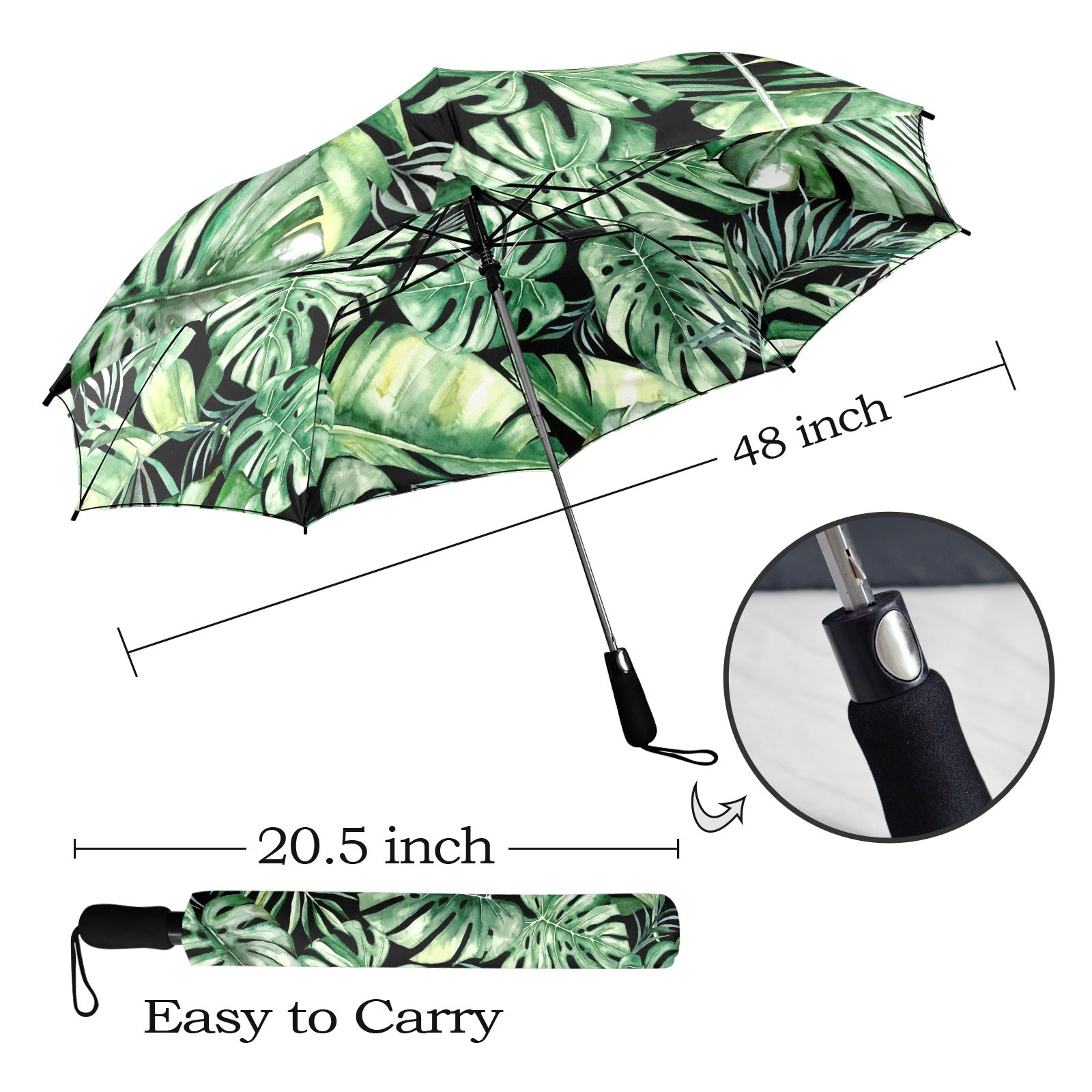 Jungle Leaves - Semi-Automatic Foldable Umbrella (Model U12) Semi-Automatic Foldable Umbrella (U12)