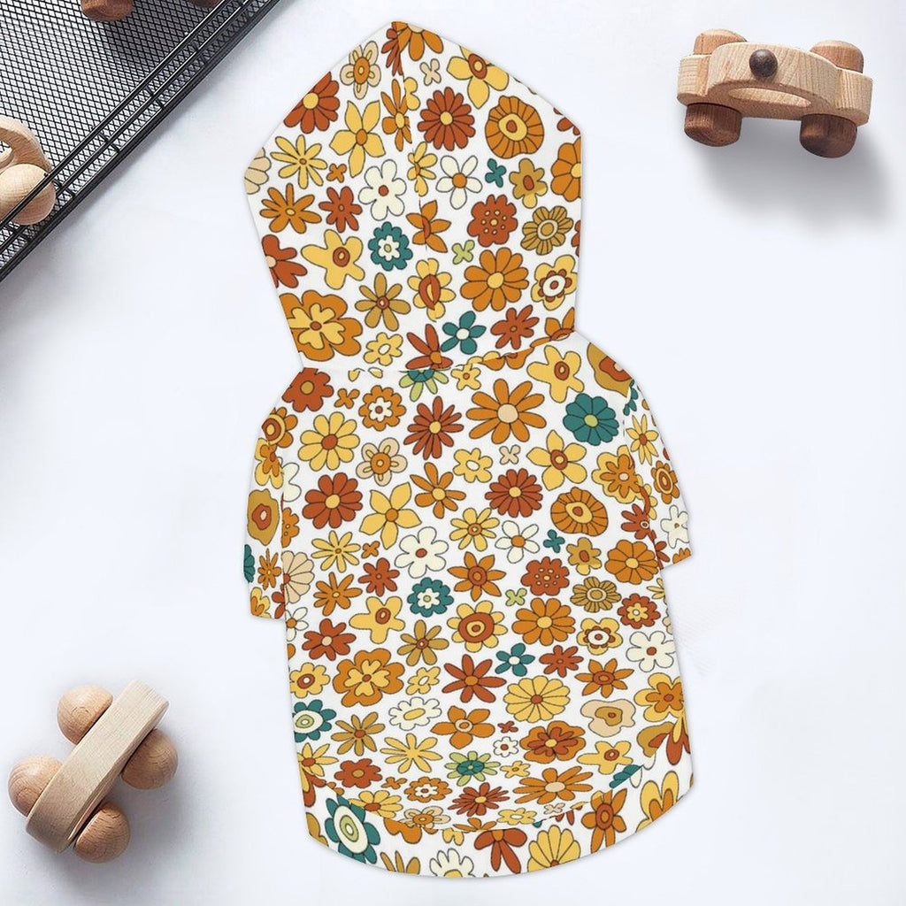 70's Style Floral Pet Hoodie (Small Size)