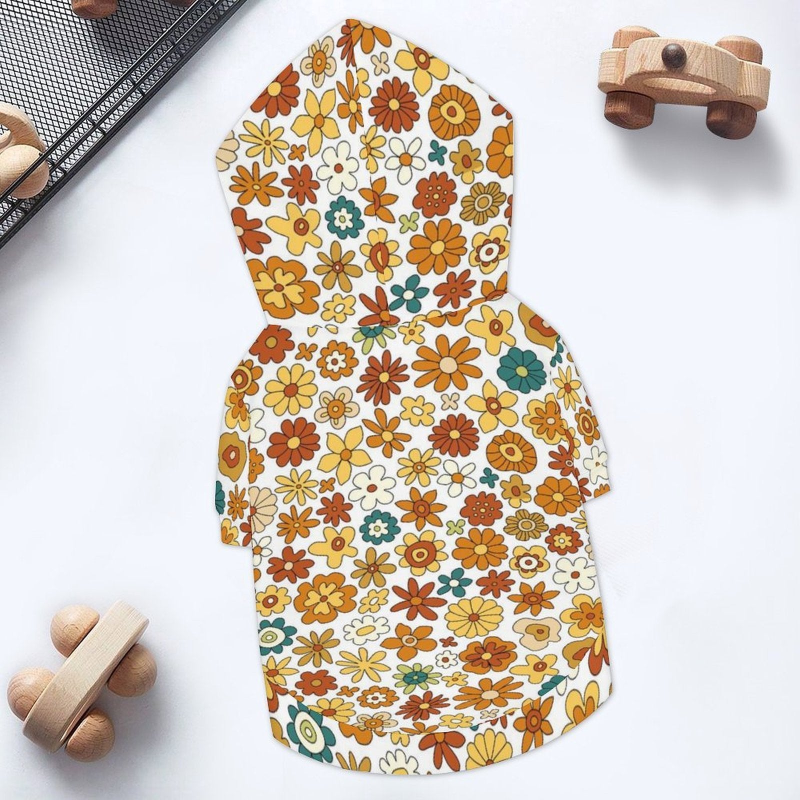 70's Style Floral Pet Hoodie (Small Size)
