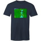 Alien Backing Into Hedge Meme - Mens T-Shirt Navy Mens T-shirt Printed In Australia Sci Fi