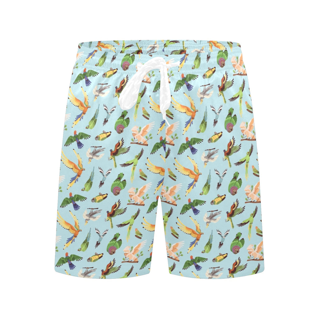 Parrots Men's Mid-Length Beach Shorts Men's Mid-Length Beach Shorts animal Birds Printed Offshore