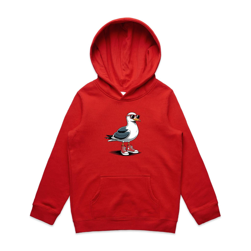Seagull With Sunglasses And High Tops Kid's AS Colour Hoodie