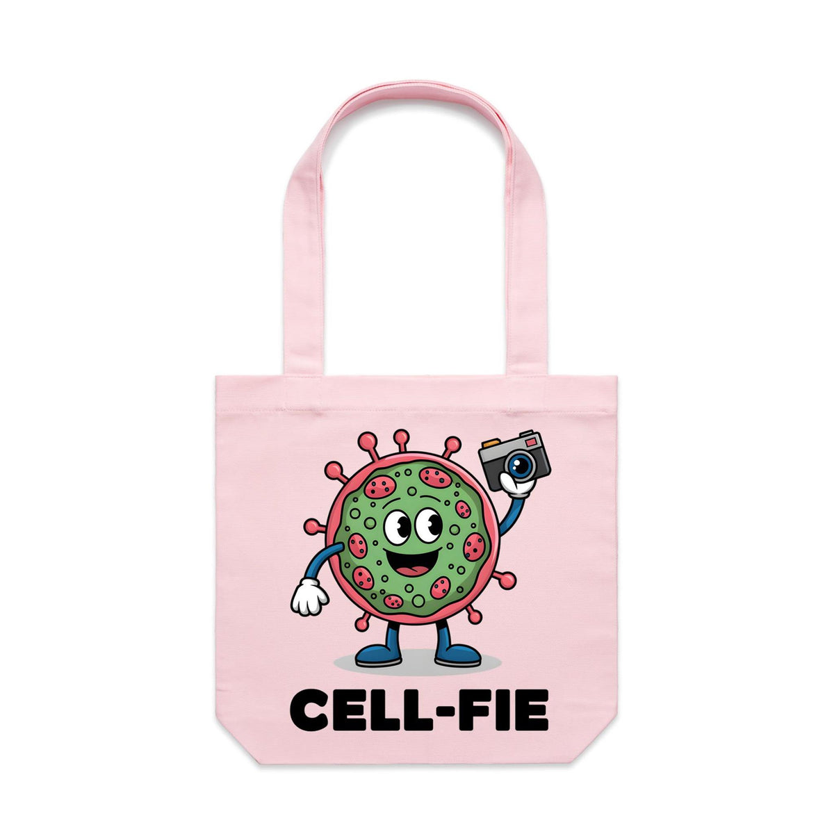 Cell-fie Cell Selfie Canvas Tote Bag Pink One Size Tote Bag Printed In Australia Science
