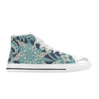 Vintage Blue Floral Women's High Top Canvas Shoes Womens Classic High Top Shoes Printed Offshore