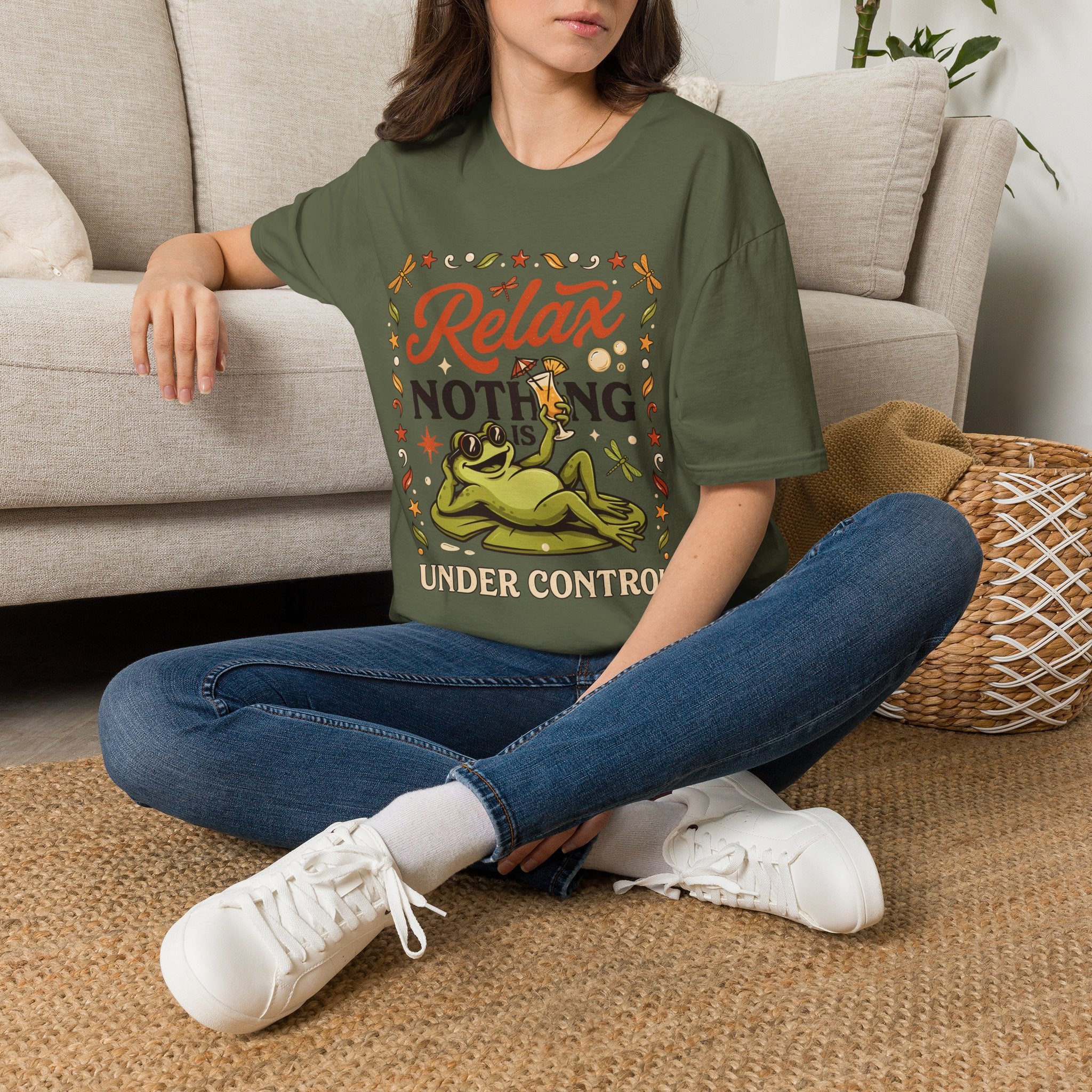 Frog, Relax Nothing Is Under Control Unisex T-Shirt Unisex Adult T-shirt animal Globally Fulfilled