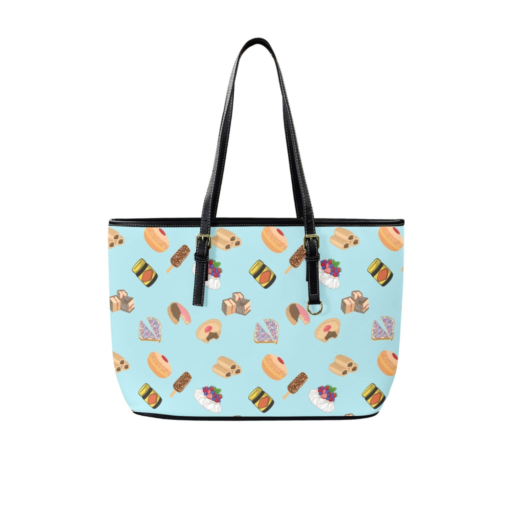 Classic Aussie Food Icons PU Leather Tote Bag Large