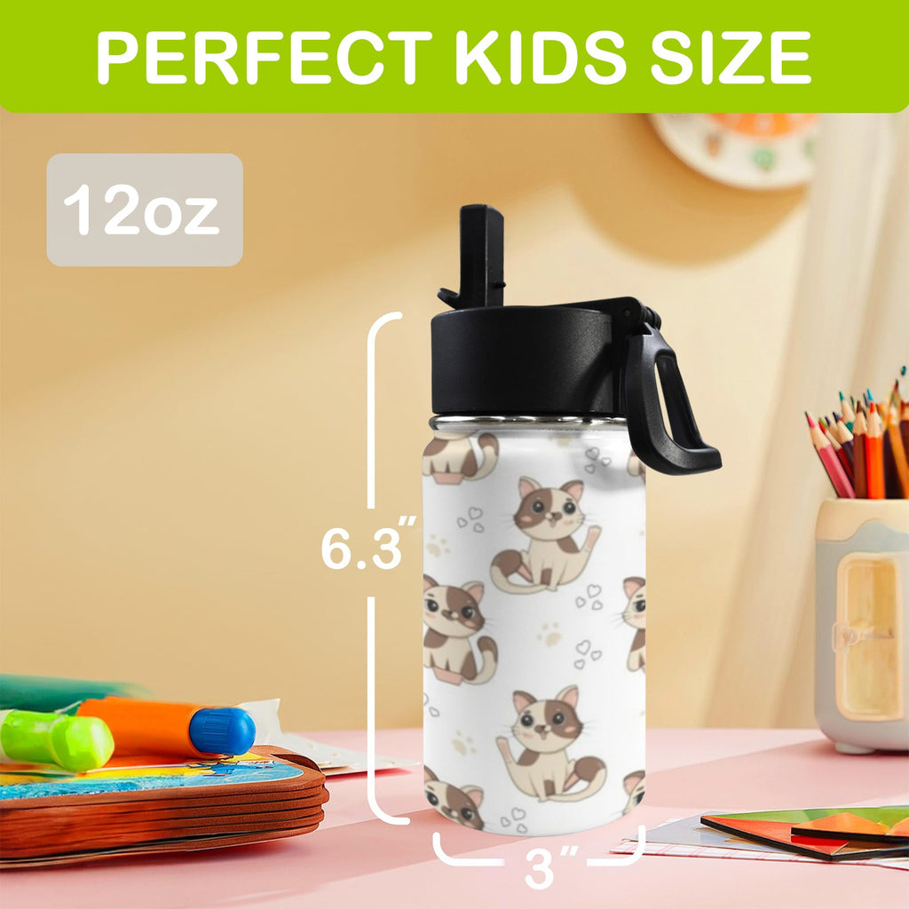 Cheeky Cats 12oz Kids Water Bottle with Straw Lid
