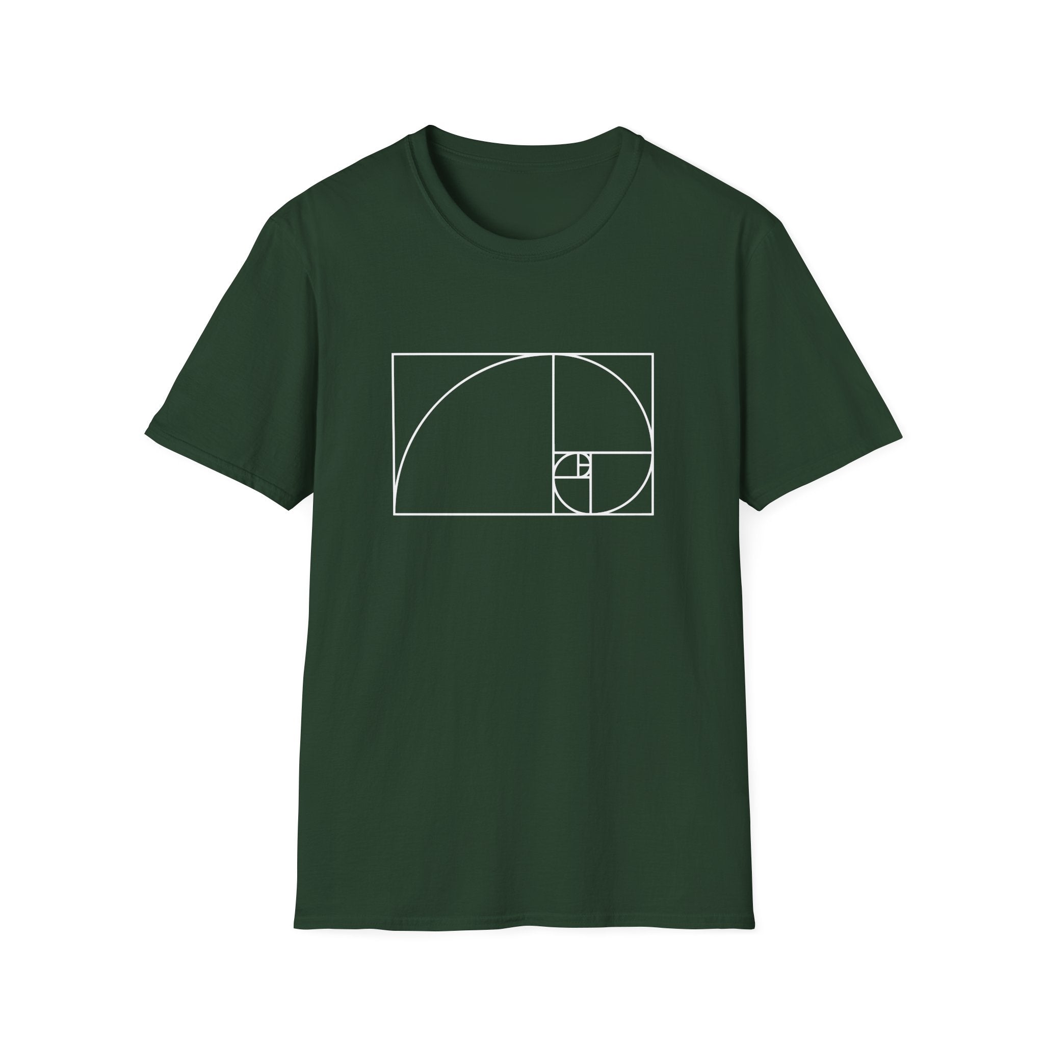Fibonacci Unisex Softstyle T-Shirt Forest Green T-Shirt Australian Printer Maths Science