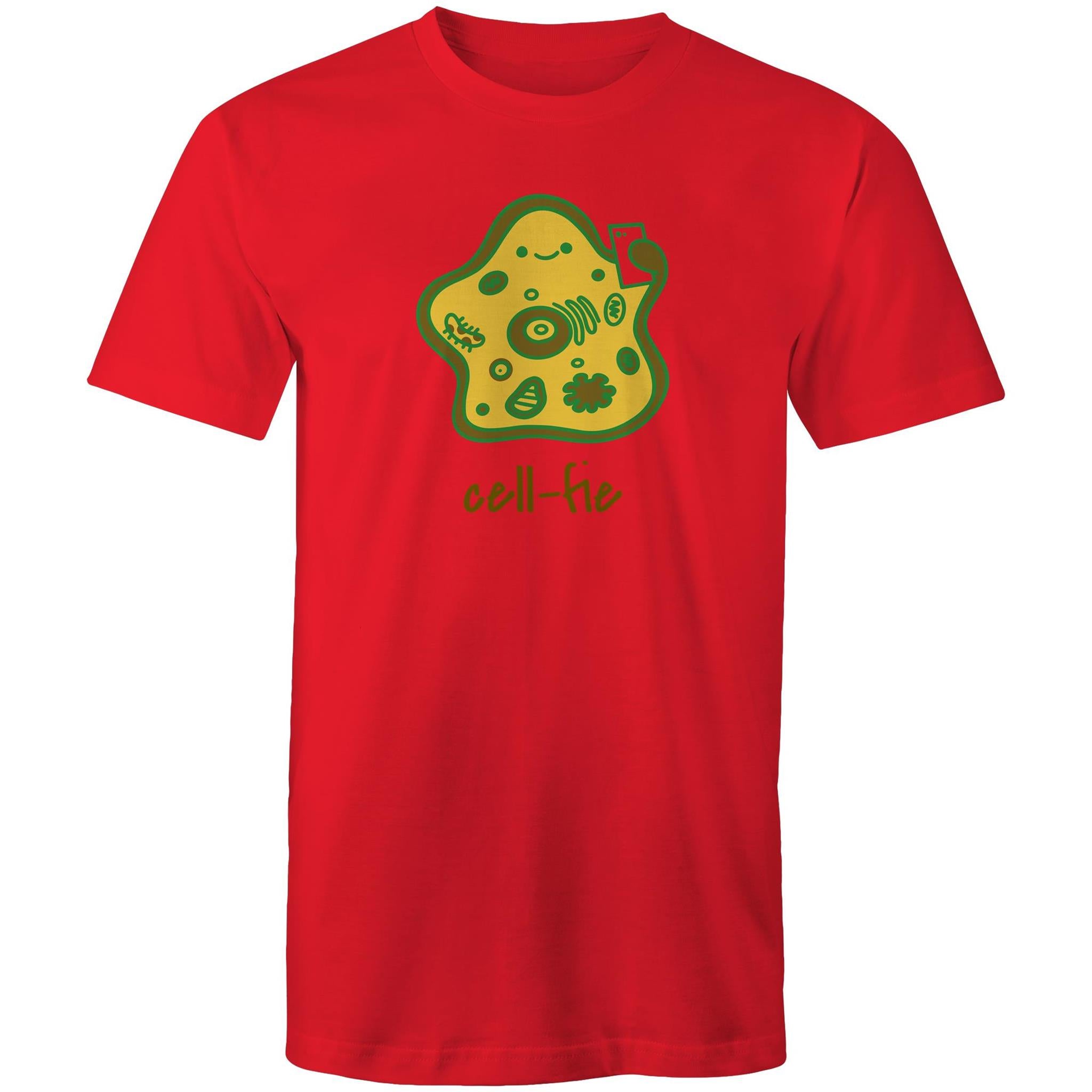Cell-fie, Cell, Selfie - Mens T-Shirt Red Mens T-shirt Printed In Australia Science