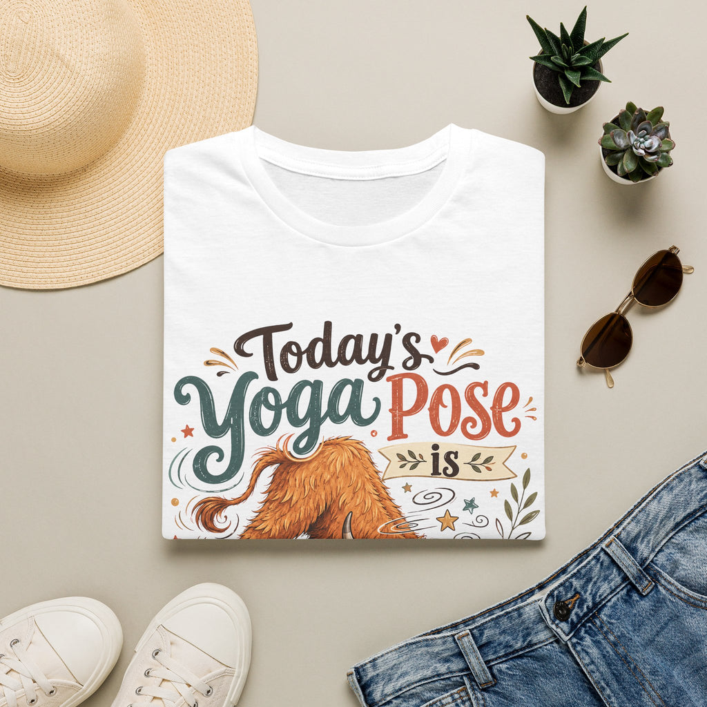 Highland Cow Downward Spiral Yoga Pose Unisex T-Shirt Unisex Adult T-shirt animal Fitness Globally Fulfilled