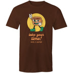 Take Your Time, Have A Coffee - Mens T-Shirt Dark Chocolate Mens T-shirt Coffee Printed In Australia