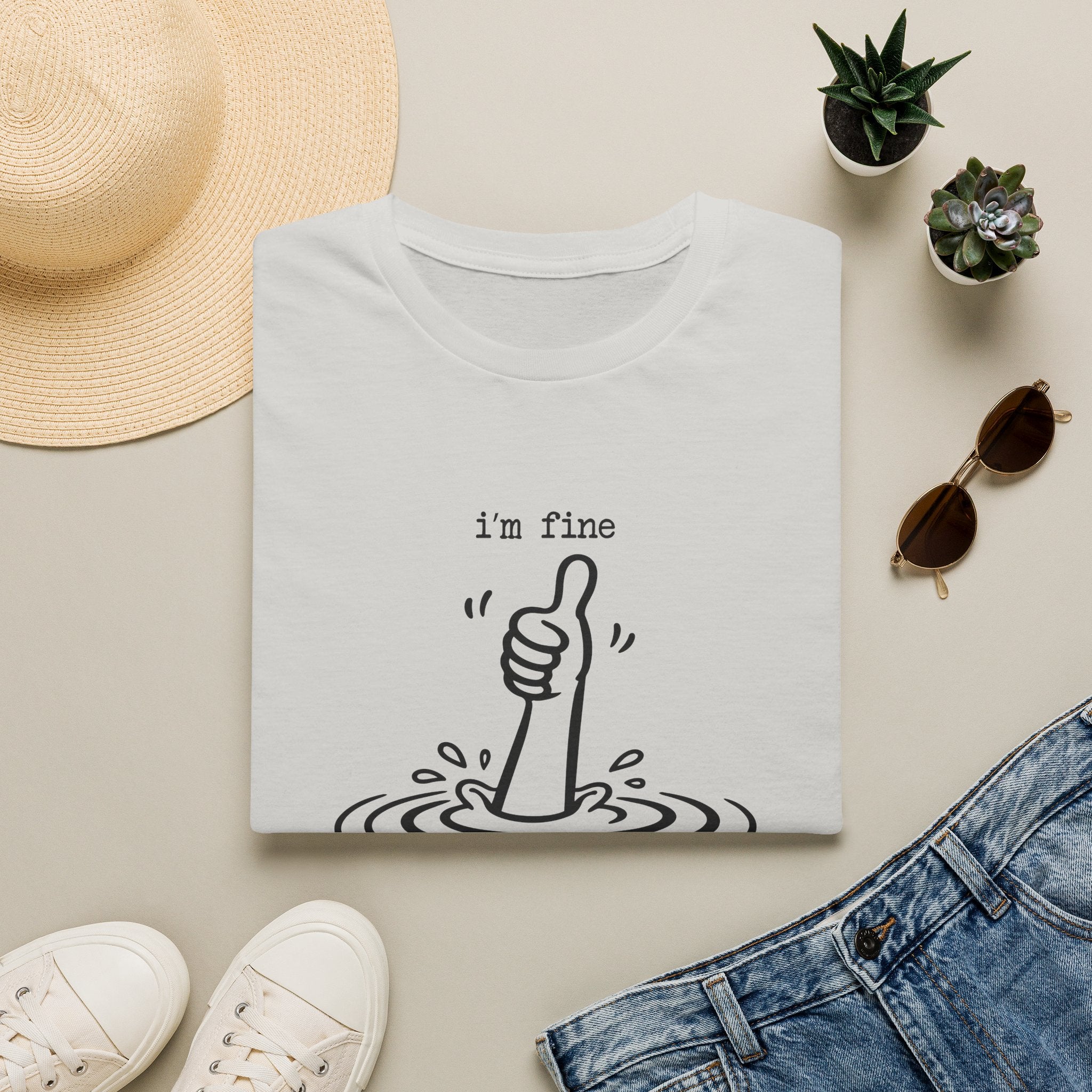 I'm Fine Drowning Thumbs Up Unisex T-shirt Unisex Adult T-shirt Globally Fulfilled Positivity