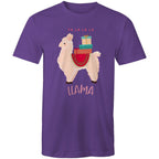 Fa La La La Llama, Christmas - Mens T-Shirt Purple Mens Christmas T-shirt Christmas Printed In Australia