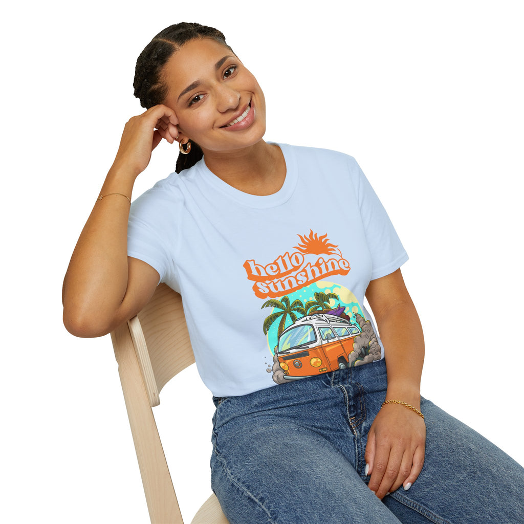 Hello Sunshine, Beach Van - Unisex Softstyle T-Shirt