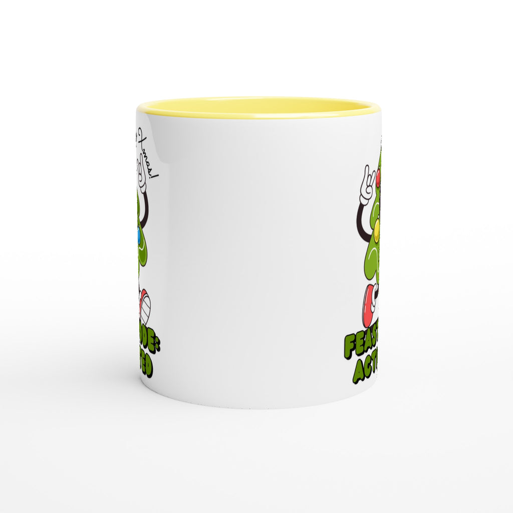 Christmas Feast Mode Activated - White 11oz Ceramic Mug with Colour Inside Christmas Colour Mug Christmas Globally Fulfilled
