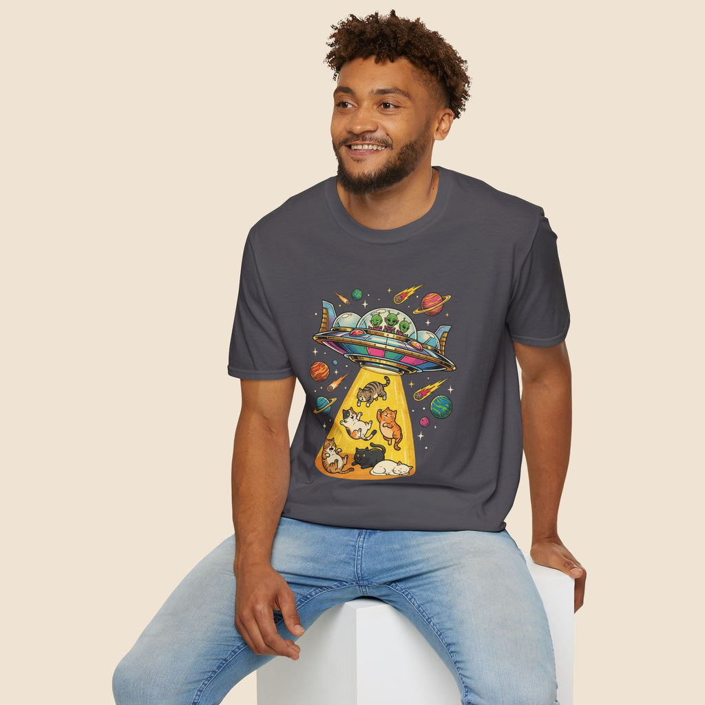 UFO Cat Abduction Unisex T-Shirt Unisex Adult T-shirt animal Globally Fulfilled Sci Fi