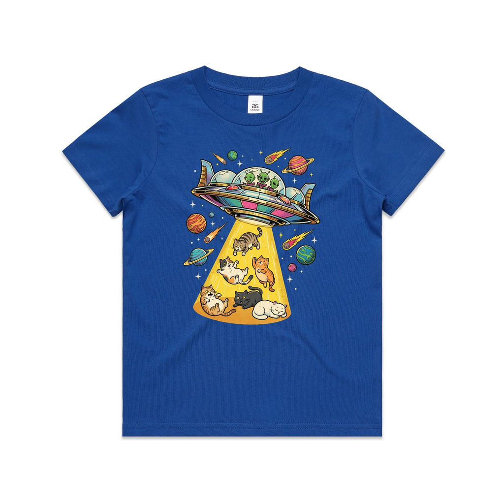 UFO Cat Abduction Kids AS Colour T-shirt Bright Royal Kids Youth T-shirt animal Printed In Australia Sci Fi
