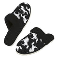 Black And White Unicorn Men's Fur Trim Thick-Sole Indoor Slippers 2XL Men's Fur Trimmed Slippers animal Printed Offshore