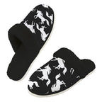 Black And White Unicorn Men's Fur Trim Thick-Sole Indoor Slippers 2XL Men's Fur Trimmed Slippers animal Printed Offshore