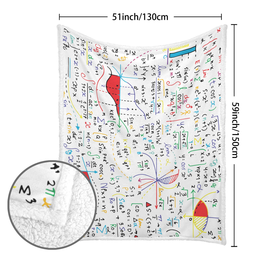 Colourful Maths Formulas - Double-Layer Fleece Blanket 51"x59"