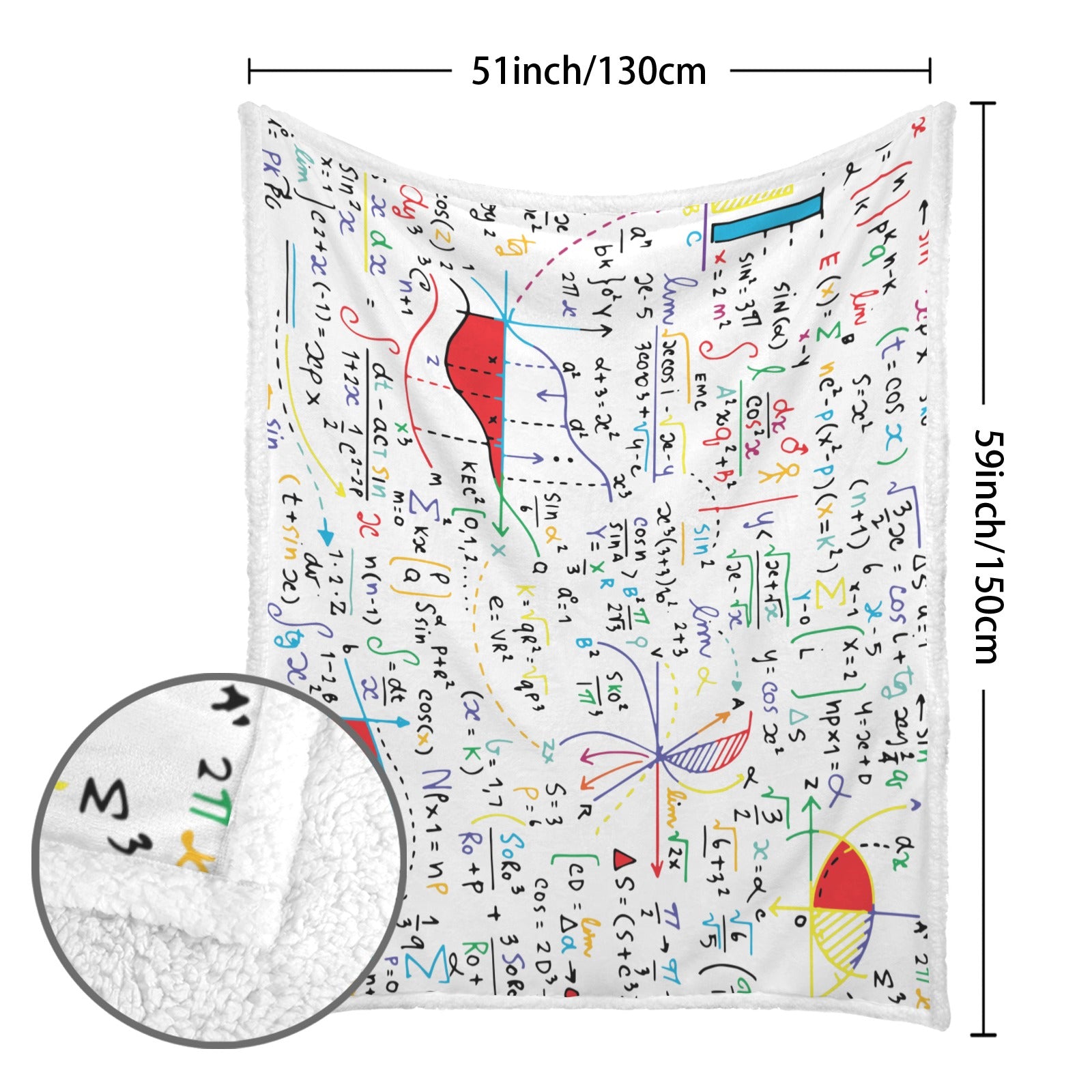 Colourful Maths Formulas - Double-Layer Fleece Blanket 51"x59"