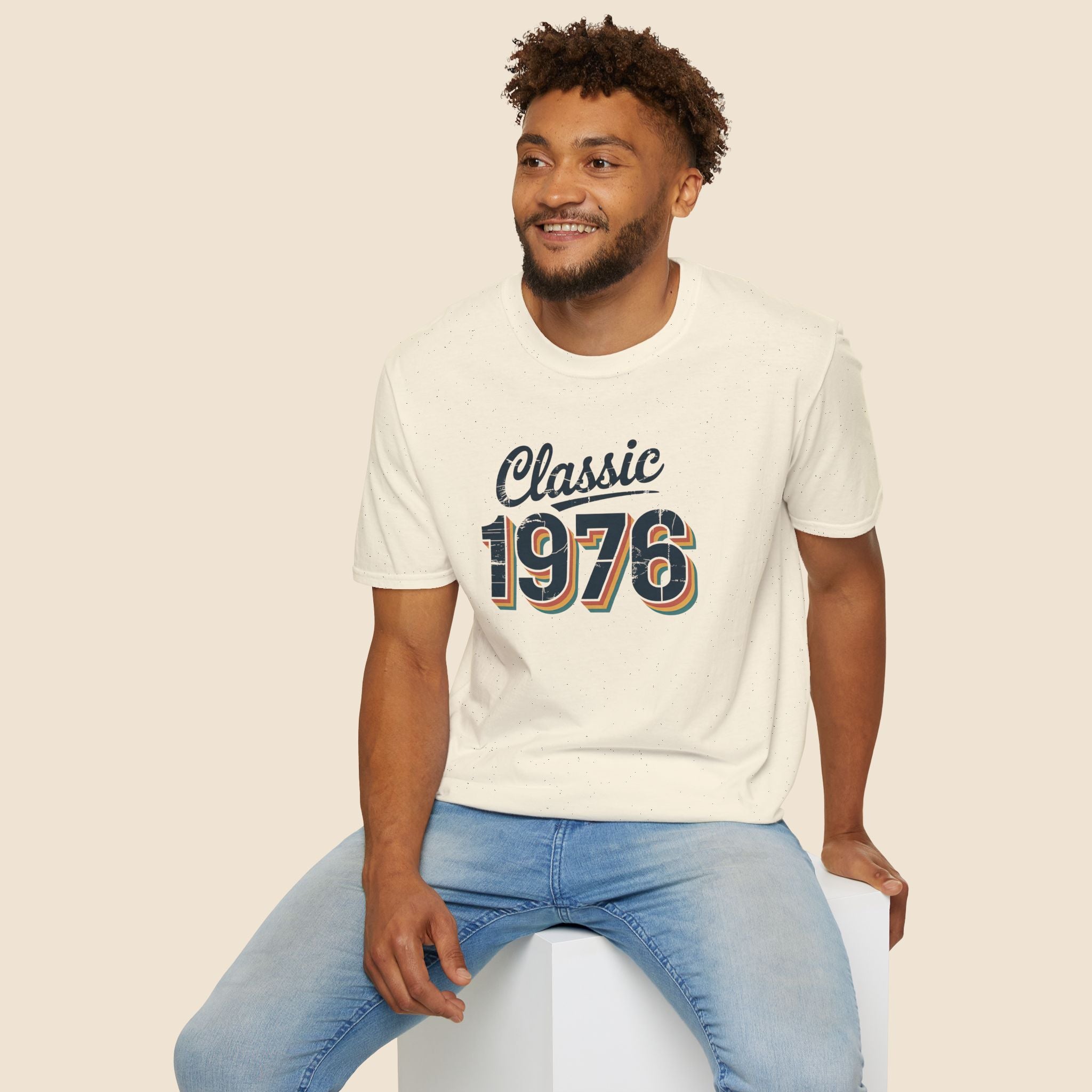 Turning 50, Classic 1976 Unisex Softstyle T-Shirt Natural T-Shirt Australian Printer Birthday