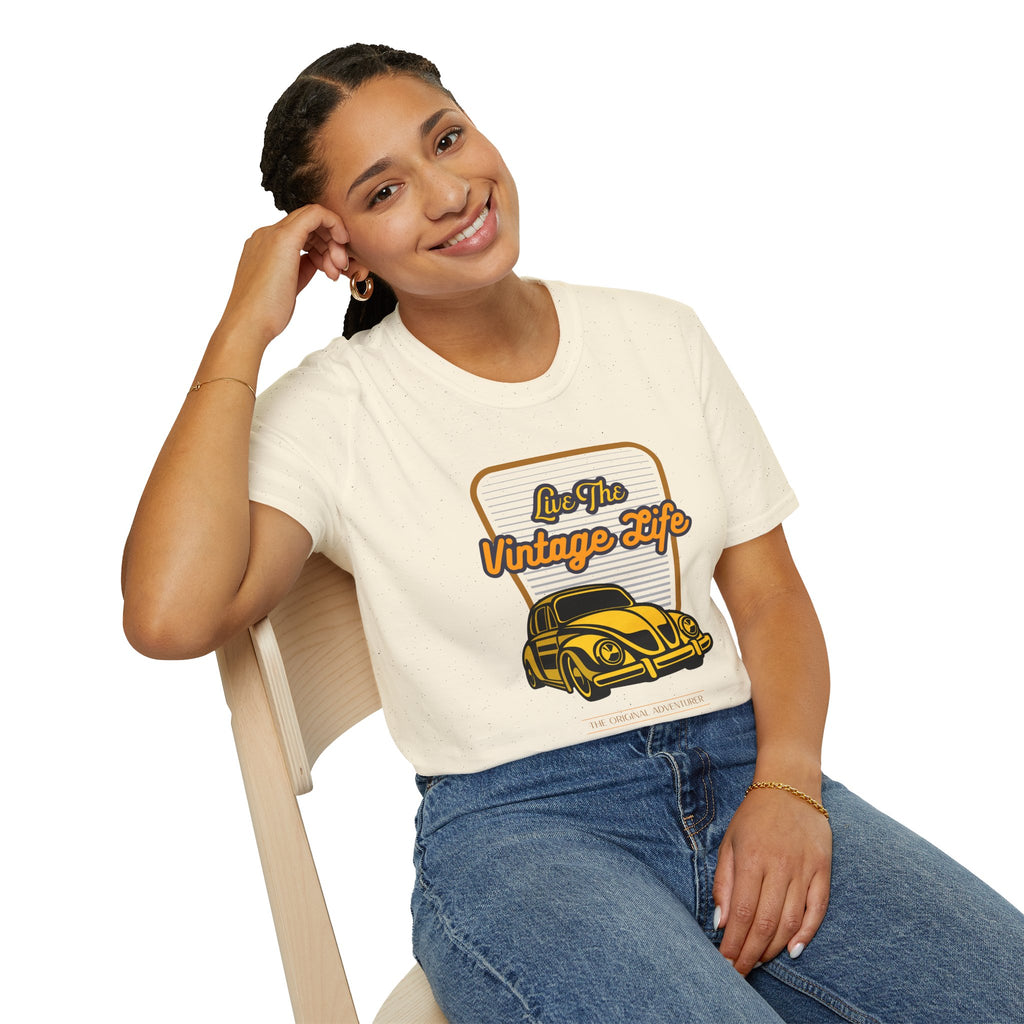 Live The Vintage Life, Car - Unisex Softstyle T-Shirt