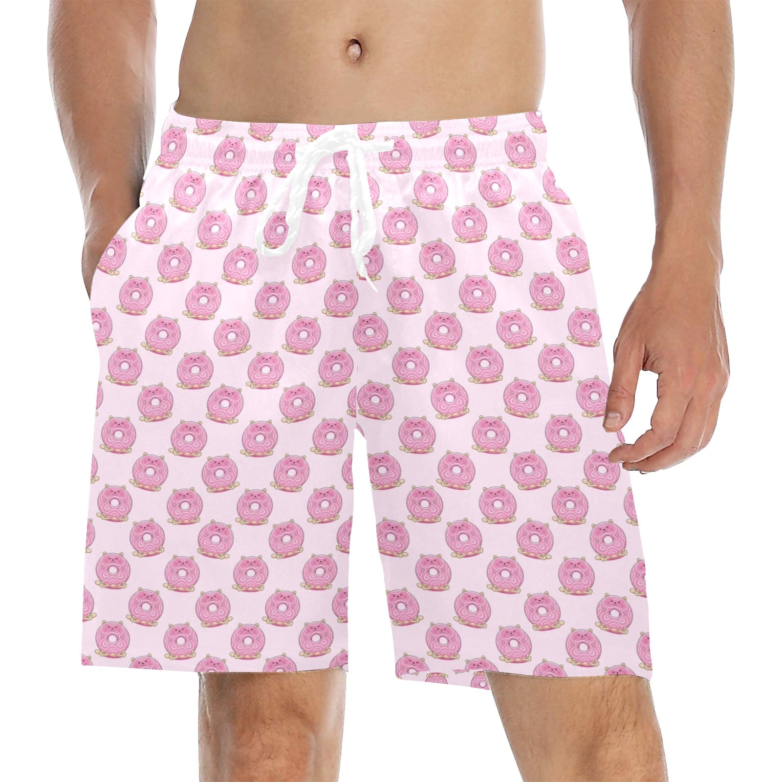 Cat Doughnuts Men's Mid-Length Beach Shorts 5XL Men's Mid-Length Beach Shorts animal Food Printed Offshore