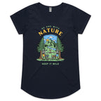 Be One With Nature, Skeleton - Womens Scoop Neck T-Shirt Navy Womens Scoop Neck T-shirt Printed In Australia