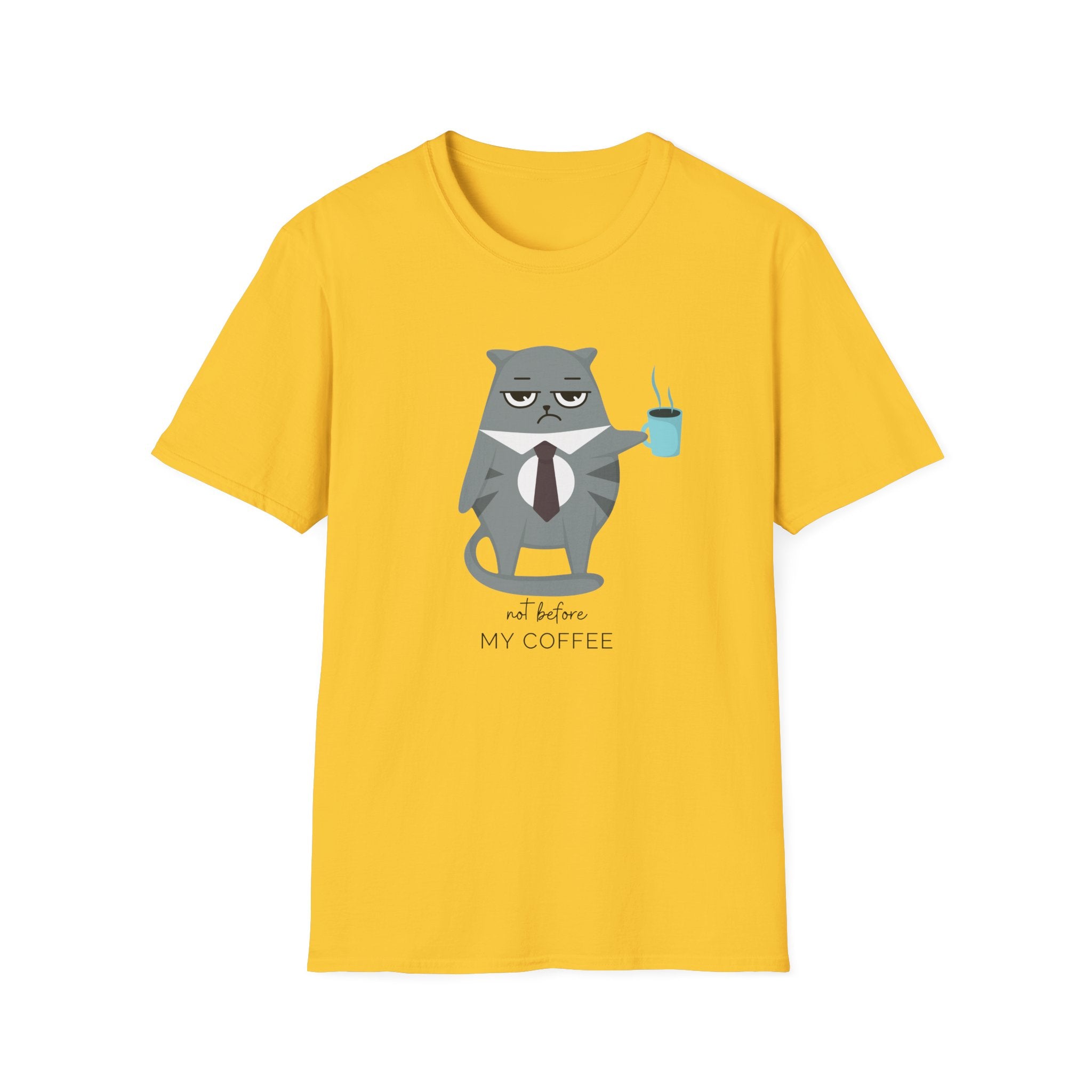 Not Before My Coffee, Cat - Unisex Softstyle T-Shirt