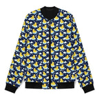 Rubber Ducks On Dark Men's Casual Zip‑Up Bomber Jacket